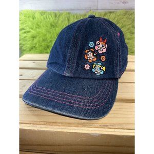 Vintage Powerpuff Girls Hat Cartoon Network Blue Denim Adjustable strapback